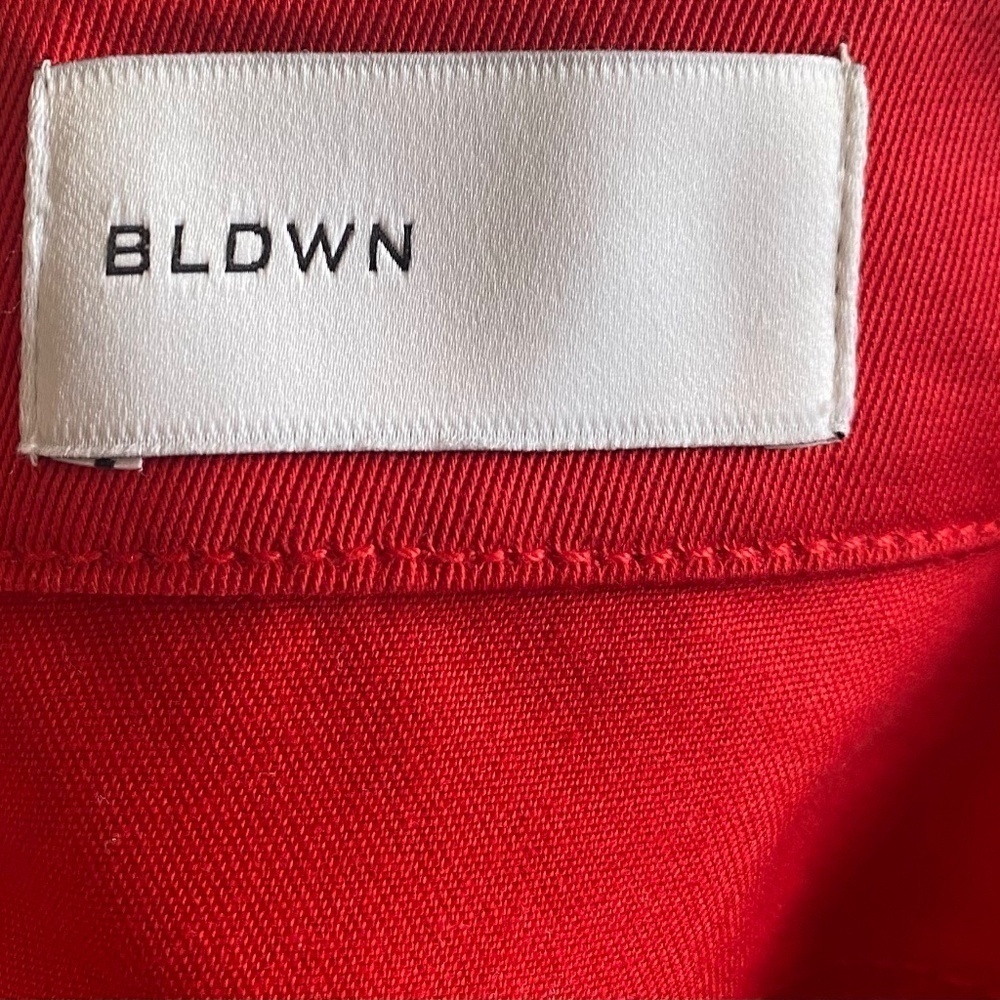 NWOT BLDWN Scarlet Red White Wide Leg High Waist Crop Cotton Pants size 28 NEW - Picture 3 of 5